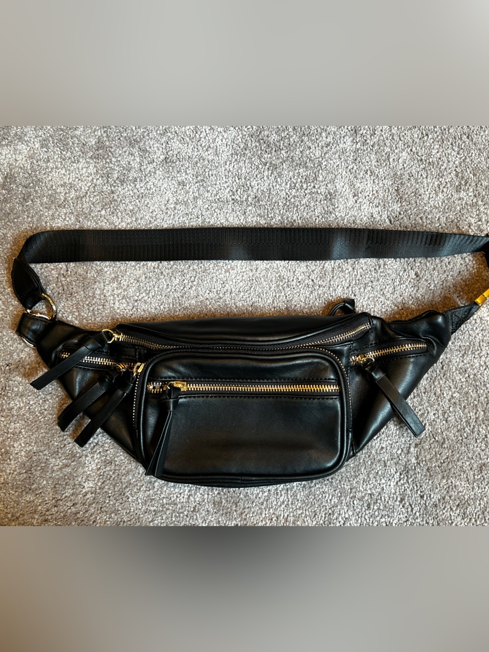 Black Waist Bag/Fanny Pack with Gold Hardware